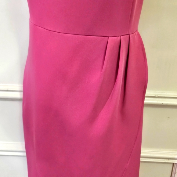 CMZ2005 Hot Pink Faux Wrap Strappy Sleeveless High/Low Cocktail Dress,Size 12-14 - Picture 8 of 14